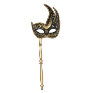 Beistle Glittered Mask With Stick Gold 54200-GD - 1 of 1
