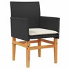 vidaXL Patio Chairs with Cushions - Modern Black Poly Rattan & Solid Wood - Comfortable Outdoor Seating for Patio/Garden - Set of 2 - 4 of 4