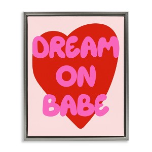 Stupell Industries Dream On Babe Red Heart Black Framed Floater Canvas Wall Art - 1 of 4