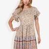 Anna-Kaci Women's Bohemian Floral Print Short Sleeve Swing Fashion Dress With Crew Neckline - 2 of 4