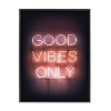 Kate & Laurel All Things Decor 18"x24" Good Vibes Only Neon Sign Framed Canvas by The Creative Bunch Studio Black - image 2 of 4