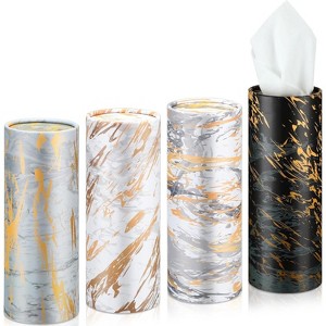 4/8/12/16 Pack Marble Print Car Tissue Holders with 3-Ply Tissues, Round Cylinder for Car Cup Holders & Home Decor - 1 of 4