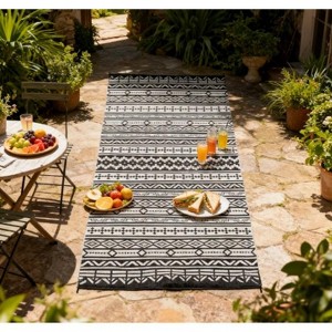 LOVSON Geometric Style Patio Rug,Reversible Outdoor Rug, Waterproof Plastic Straw with Carry Bag - 1 of 4