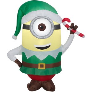 Gemmy Christmas Airblown Inflatable Stuart as Elf w/Candy Cane Universal, 3.5 ft Tall, White - 1 of 4