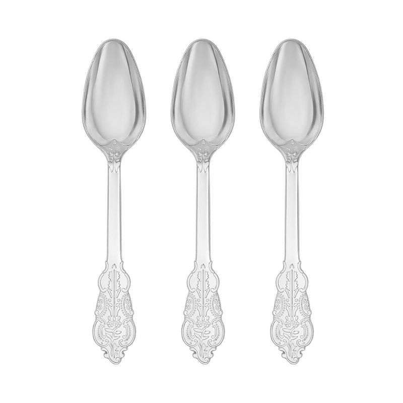 Smarty Had A Party Shiny Baroque Silver Plastic Spoons (600 Spoons), 1 of 3