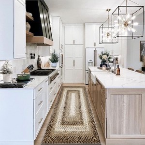 Washable Braided Area Rug with Distressed Print, Non-Slip Indoor Doormat, Thin Design for Entryway, Kitchen, Bathroom, Bedroom, and Door Mat Use. - 1 of 4