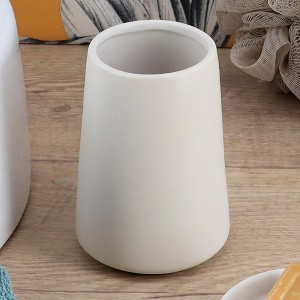 Evideco French Home Goods Elegant Stoneware Bathroom Tumbler & Toothbrush Holder - Flared Shape, 14 oz - 1 of 4