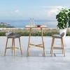Solid Wood Counter Height Bistro Set X Base Table & Cord Cushioned Stools for Patio - 2 of 4