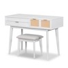 NicBex 43.3" Wood Makeup Vanity Desk with Flip-top Mirror, 3 Drawers and Stool Dressing Table Set for Bedroom - 2 of 4