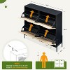 TackView Natural Rattan 4 Flip-Door Shoe Cabinet with Adjustable Shelves – Modern Freestanding Shoe Rack - 3 of 4