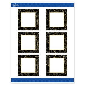 Avery Square Labels, Black with Gold Pattern, 3" x 3" - 1 of 4