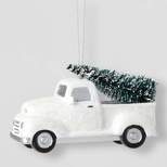 Glitter Truck with Bottle Brush Tree Christmas Tree Ornament White - Wondershop™