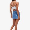 Anna-Kaci Women's Distressed Denim Mini Skirt With Front Button Detail, Pockets, Raw Hem, And Faded Wash- Small, Blue - 2 of 4