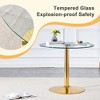 PAGED Round Dining Table Modern Kitchen Table with Glass Tabletop and Metal Legs, 35" Living Room Table for 4/6 Person - 3 of 4