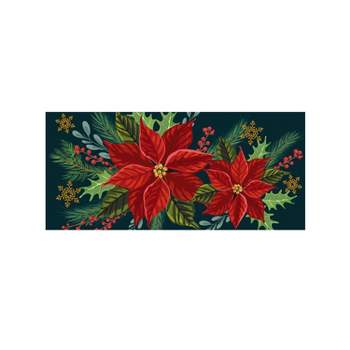 Evergreen Happy Holidays Poinsettia Sassafras Indoor Outdoor Switch Doormat 1'10"x10" Multicolored