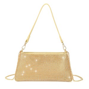 Bling Evening Clutch Bag for Women Lady Girl Bride Rhinestone Purse For Prom Cocktail Party Wedding Engagement, Gold - 1 of 4