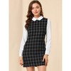 Allegra K Women's Contrast Peter Pan Collar Long Sleeve Above Knee Shift Plaid Dress - 4 of 4