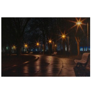 Northlight LED Lighted Nighttime City Park Scene Canvas Wall Art 23.75" - 1 of 4