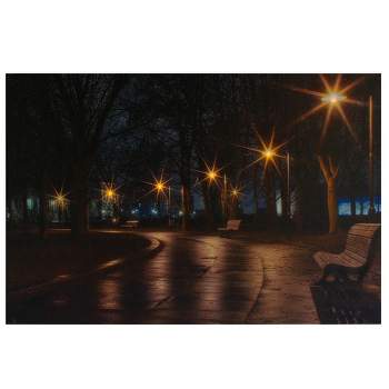 Northlight LED Lighted Nighttime City Park Scene Canvas Wall Art 23.75"