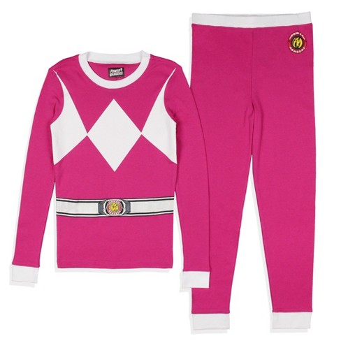 Power Rangers Girls' Pink Ranger Classic Character Costume Sleep Pajama Set (4)