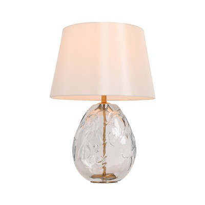 LNC Flabellum 23.6-in Modern Bedside/Standard Table Lamps,Polished Gold and Water Glass with  Fabric Shade