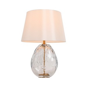 LNC Flabellum 23.6-in Modern Bedside/Standard Table Lamps,Polished Gold and Water Glass with  Fabric Shade - 1 of 4