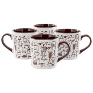 Mr. Coffee Vintage Brew 4 Piece 18 Ounce Coffee Maker Stoneware Mug Set in Brown - 1 of 4