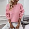 Womens Sweater Tops Cable Knit Round Neck Casual Pullover Sweater - 4 of 4