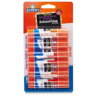 Elmer's 6pk Washable School Glue Sticks - Disappearing Purple