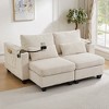 ModernLuxe Convertible Corduroy Loveseat Sofa Bed, Chaise Lounge with USB Ports, 2 Cup Holders, Storage Box & Phone Holder - 2/1 Seat Options - 3 of 4