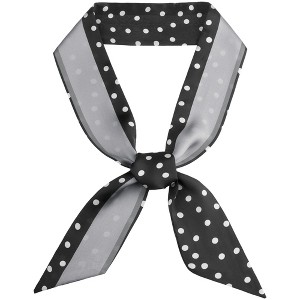 Elerevyo Women Polka Dots Striped Skinny Satin Long Neck Scarves 47.2"x2.4" 1 Pc - 1 of 4
