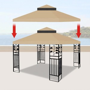 10x10 Ft Outdoor Patio Gazebo Replacement Canopy, Double Tiered Gazebo Tent Roof For 2 Tier Patio Garden Tent - 1 of 4