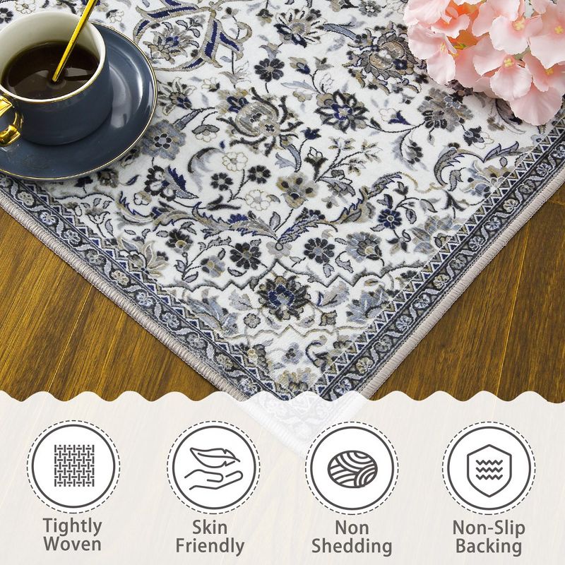 Vintage Medallion Area Rug Washable Rug Non-Slip Foldable Throw Carpet Oriental Floral Print Floor Cover, 4 of 9