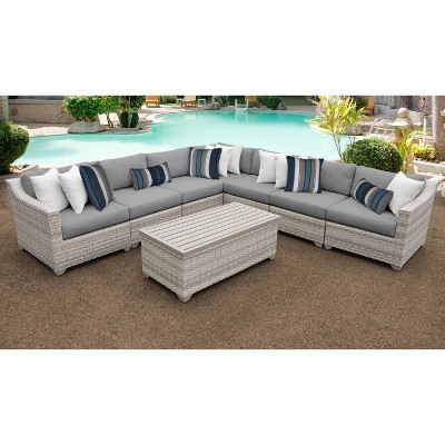 Fairmont 8pc Sectional Seating Set with Cushions - Gray - TK Classics