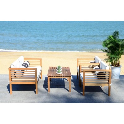 Barcelona Coastal Chic 4-Person Black & White Outdoor Seating Set