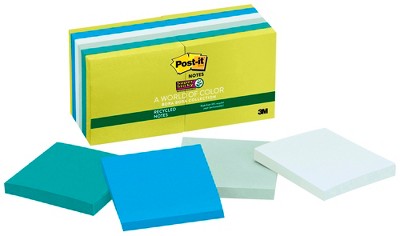 Post-it Super Sticky Lined Recycled Paper Notes, 4 x 4 Inches, Oasis, Pad  of 90 Sheets, Pack of 6
