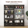 Skyzoo 5-Tier Glass Display Cabinet with LED Lights & Adjustable Shelves & 2 Drawers, Curio Cabinet for Home & Office, Black - 3 of 4