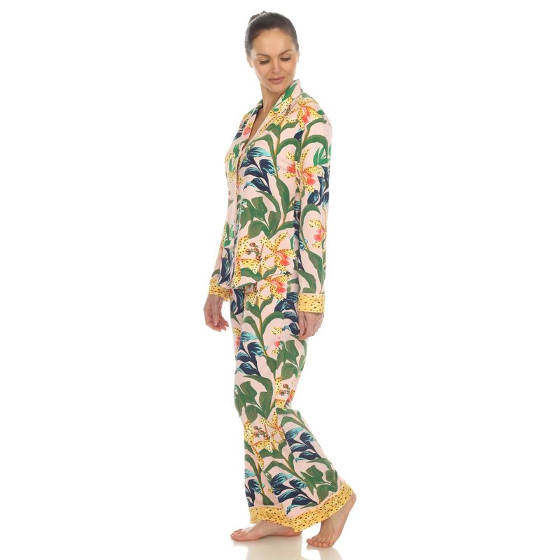White Mark Women's Two Piece Wildflower Print Pajama Set, 3 of 7