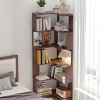 Okak 6 Tier Freestanding L-Shaped Bookshelf Corner Organizer,Wooden Display Bookcase with Anti-Tip Device for Home Office,Study - 2 of 4