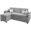 84" Sofa Bed, Sleeper Sofa with Pull Out Bed for Living Room with 2 Charging Ports and 2 Storage Armrests, 2 Cup Holders and Side Pockets Included - 3 of 4