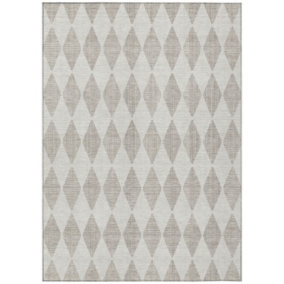 Beige Geometric Washable Indoor Outdoor Area Rug