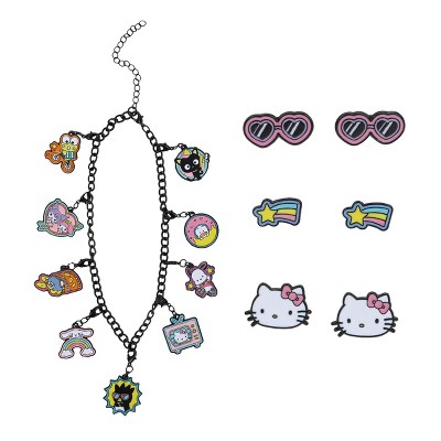 Hello Kitty Sanrio Hello Kitty Necklace and Bracelet with 12 Sanrio Charms  Customizable Advent Set - Officially Licensed