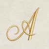 Avanti  Ivory with Gold Script Monogram Fingertip Towel Letter   A - 2 of 3