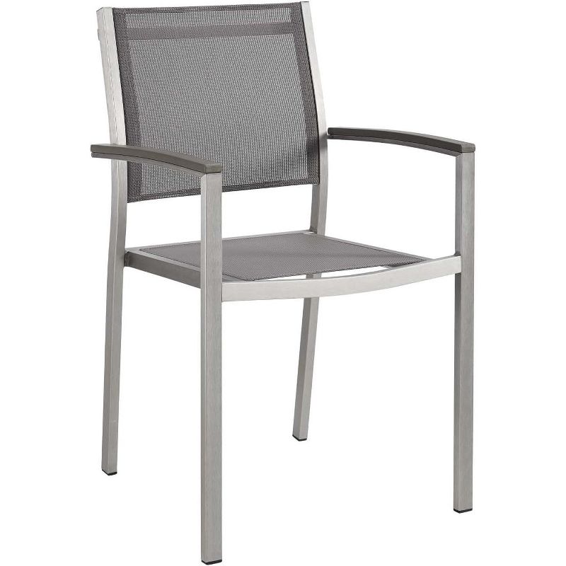 Modway Shore Outdoor Patio Aluminum Dining Chair Silver Gray, 1 of 2
