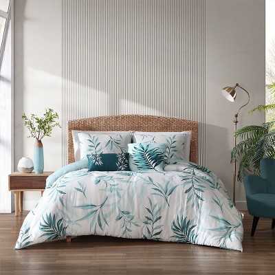 Bebejan Tropical 100% Cotton 5-piece Reversible Comforter Set - Queen ...