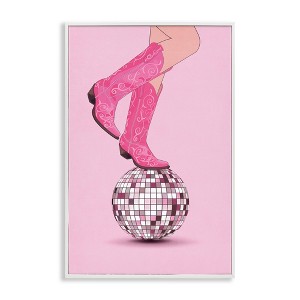 Stupell Industries Pink Cowgirl on Disco Ball Black Framed Giclee Art - 1 of 4