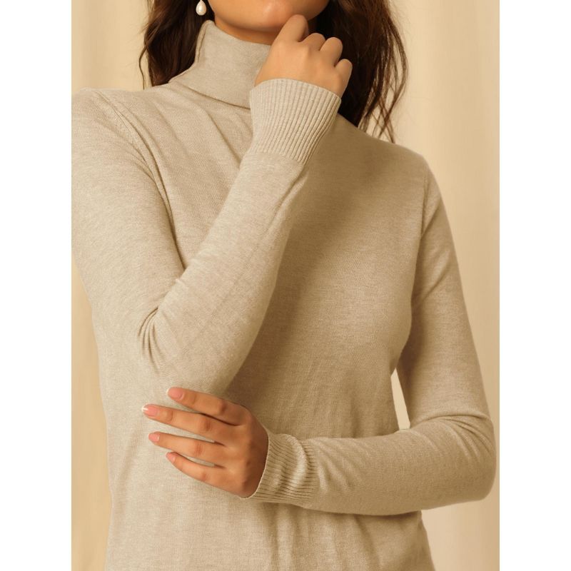 Hobemty Women's Pullover Sweater Top Long Sleeve Turtleneck Knit Tops, 4 of 5