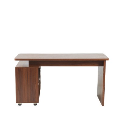 Ridstar 55 in. W L-Shaped Adjustable Height Home Office Desk with Storage Drawers and Cabinets-Dark Brown