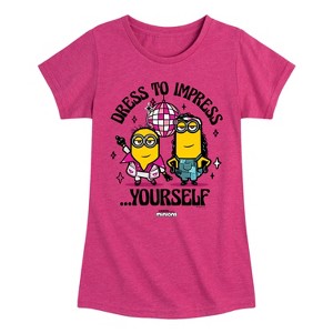 Girls' - Despicable Me Minions - Dress To Impress Yourself Fitted Short Sleeve Graphic T-Shirt - 1 of 4