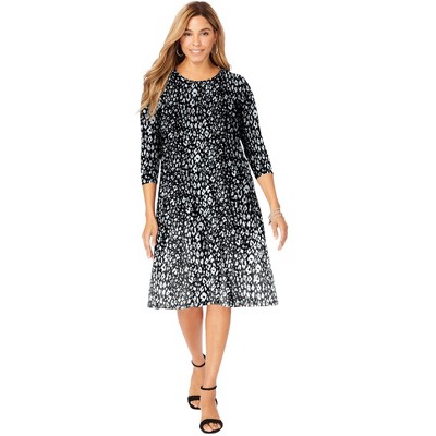 Jessica London Stretch Knit Three-Quarter Sleeve T-Shirt Dress
